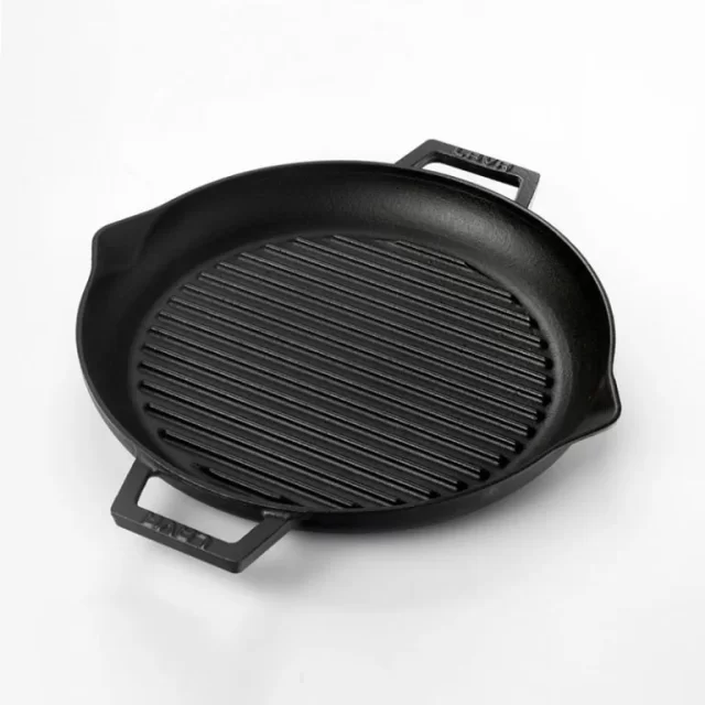 LAVA Lijevanoželjezna grill tava, 26 cm – s dvjema ručkama, eco