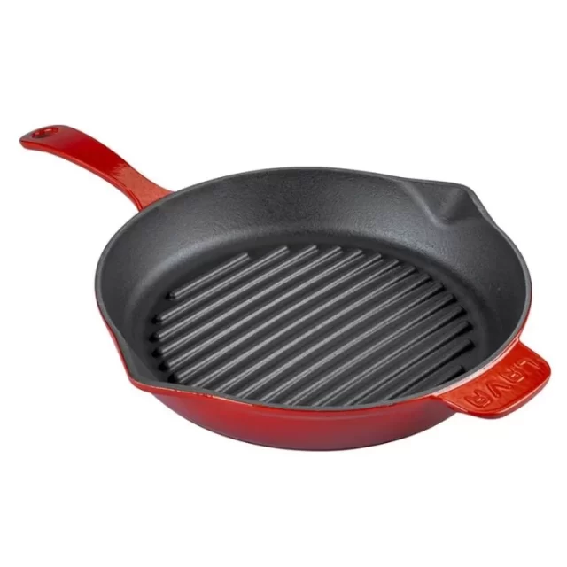 LAVA Lijevanoželjezna grill tava, 28 cm – crvena