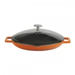 LAVA Lijevanoželjezna tava, 26 cm – s dva drška i staklenim poklopcem, narančasta