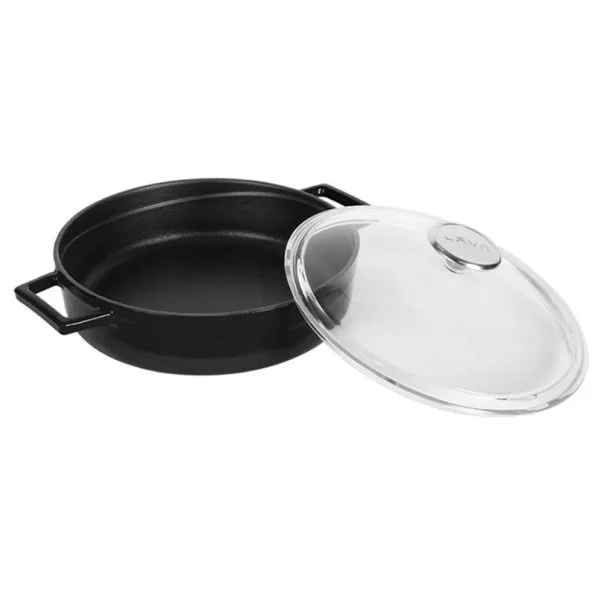 Lava lijevano željezni lonac, 28 cm – crni, niski, stakleni poklopac